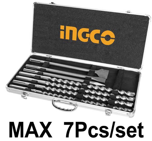 7 Pcs SDS max hammer drill bit and chisel set